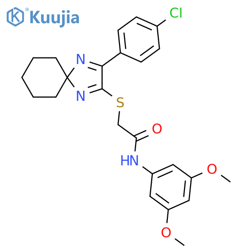 2-{3-(4-chlorophenyl)-1,4-diazaspiro4.5deca-1,3-dien-2-ylsulfanyl}-N-(3,5-dimethoxyphenyl)acetamide structure