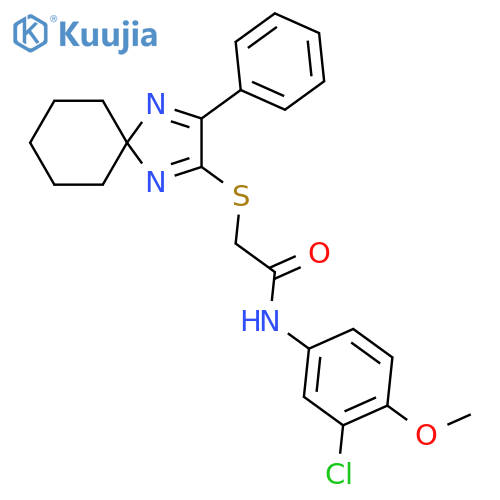 N-(3-chloro-4-methoxyphenyl)-2-({3-phenyl-1,4-diazaspiro4.5deca-1,3-dien-2-yl}sulfanyl)acetamide structure