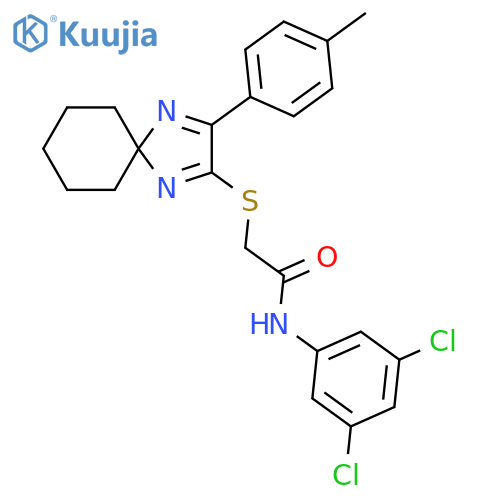 N-(3,5-dichlorophenyl)-2-{3-(4-methylphenyl)-1,4-diazaspiro4.5deca-1,3-dien-2-ylsulfanyl}acetamide structure