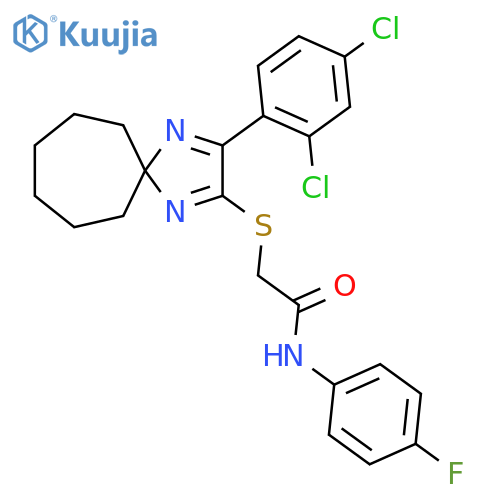 2-{3-(2,4-dichlorophenyl)-1,4-diazaspiro4.6undeca-1,3-dien-2-ylsulfanyl}-N-(4-fluorophenyl)acetamide structure