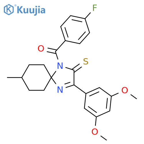 3-(3,5-dimethoxyphenyl)-1-(4-fluorobenzoyl)-8-methyl-1,4-diazaspiro4.5dec-3-ene-2-thione structure