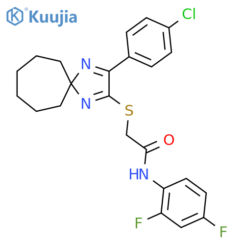 2-{3-(4-chlorophenyl)-1,4-diazaspiro4.6undeca-1,3-dien-2-ylsulfanyl}-N-(2,4-difluorophenyl)acetamide structure