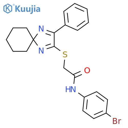 N-(4-bromophenyl)-2-({3-phenyl-1,4-diazaspiro4.5deca-1,3-dien-2-yl}sulfanyl)acetamide structure