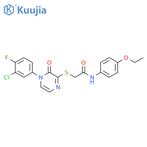 2-{4-(3-chloro-4-fluorophenyl)-3-oxo-3,4-dihydropyrazin-2-ylsulfanyl}-N-(4-ethoxyphenyl)acetamide structure
