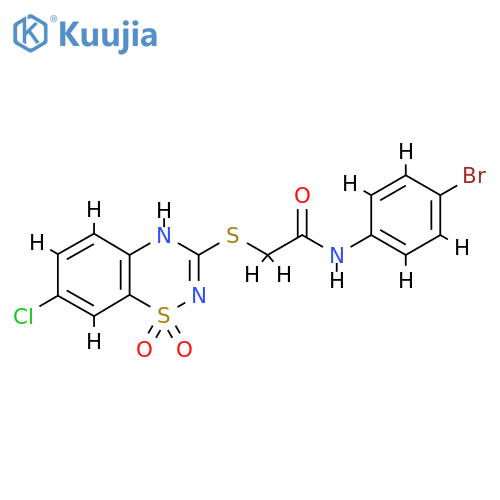 N-(4-bromophenyl)-2-(7-chloro-1,1-dioxo-4H-1lambda6,2,4-benzothiadiazin-3-yl)sulfanylacetamide structure