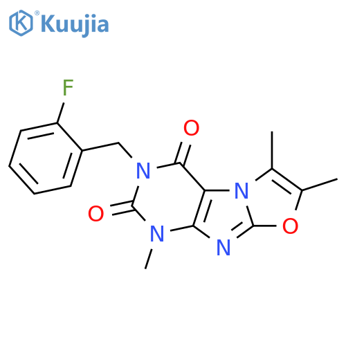 3-(2-fluorophenyl)methyl-1,6,7-trimethyl-1H,2H,3H,4H-1,3oxazolo3,2-gpurine-2,4-dione structure