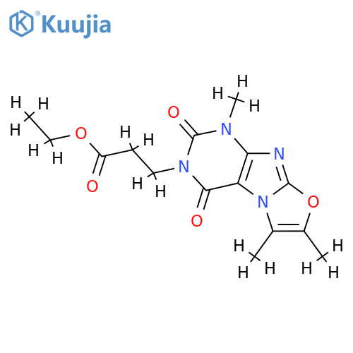 ethyl 3-{1,6,7-trimethyl-2,4-dioxo-1H,2H,3H,4H-1,3oxazolo3,2-gpurin-3-yl}propanoate structure
