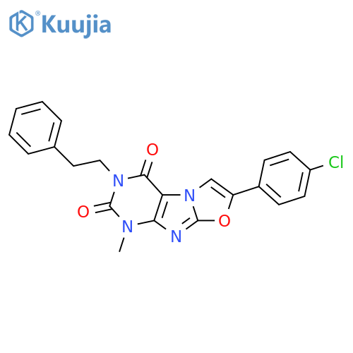 7-(4-chlorophenyl)-1-methyl-3-(2-phenylethyl)-1H,2H,3H,4H-1,3oxazolo3,2-gpurine-2,4-dione structure