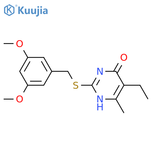 2-{(3,5-dimethoxyphenyl)methylsulfanyl}-5-ethyl-6-methyl-3,4-dihydropyrimidin-4-one structure