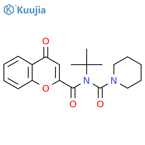 N-tert-butyl-N-(4-oxo-4H-chromene-2-carbonyl)piperidine-1-carboxamide structure