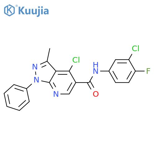 4-chloro-N-(3-chloro-4-fluorophenyl)-3-methyl-1-phenyl-1H-pyrazolo3,4-bpyridine-5-carboxamide structure