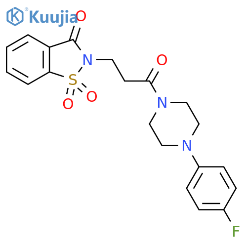 2-{3-4-(4-fluorophenyl)piperazin-1-yl-3-oxopropyl}-2,3-dihydro-1lambda6,2-benzothiazole-1,1,3-trione structure