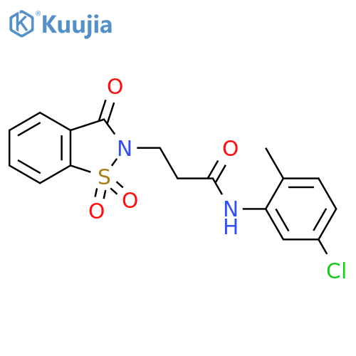 N-(5-chloro-2-methylphenyl)-3-(1,1,3-trioxo-2,3-dihydro-1lambda6,2-benzothiazol-2-yl)propanamide structure