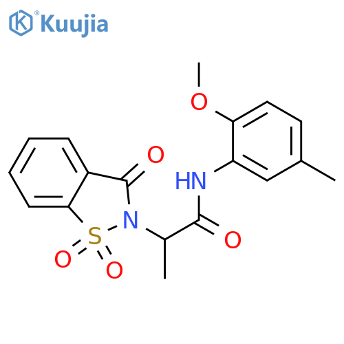 N-(2-methoxy-5-methylphenyl)-2-(1,1,3-trioxo-2,3-dihydro-1lambda6,2-benzothiazol-2-yl)propanamide structure