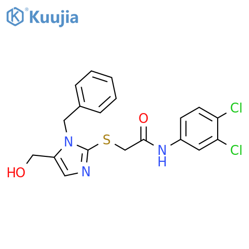 2-{1-benzyl-5-(hydroxymethyl)-1H-imidazol-2-ylsulfanyl}-N-(3,4-dichlorophenyl)acetamide structure