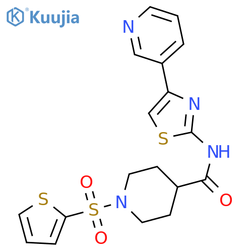 N-4-(pyridin-3-yl)-1,3-thiazol-2-yl-1-(thiophene-2-sulfonyl)piperidine-4-carboxamide structure