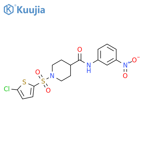 1-(5-chlorothiophen-2-yl)sulfonyl-N-(3-nitrophenyl)piperidine-4-carboxamide structure