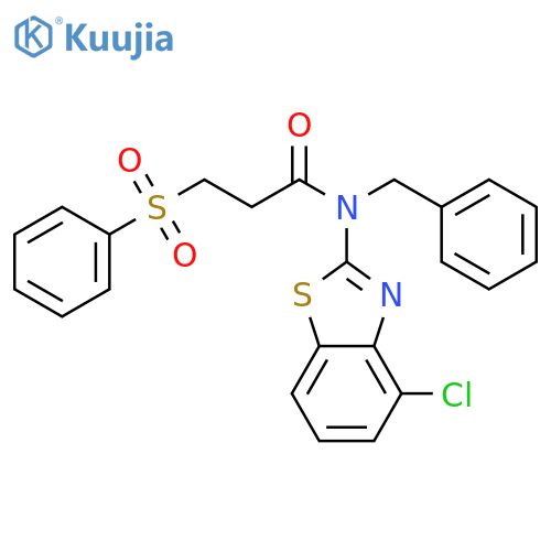 3-(benzenesulfonyl)-N-benzyl-N-(4-chloro-1,3-benzothiazol-2-yl)propanamide structure