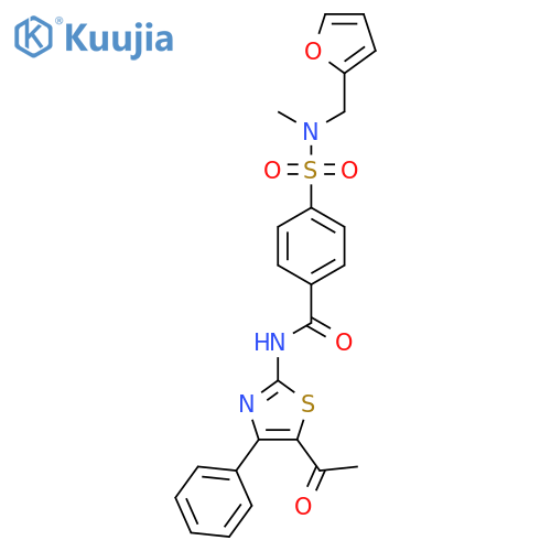 N-(5-acetyl-4-phenyl-1,3-thiazol-2-yl)-4-{(furan-2-yl)methyl(methyl)sulfamoyl}benzamide structure