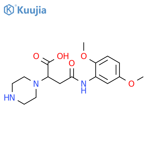 4-(2,5-dimethoxyanilino)-4-oxo-2-piperazin-1-ylbutanoic acid structure