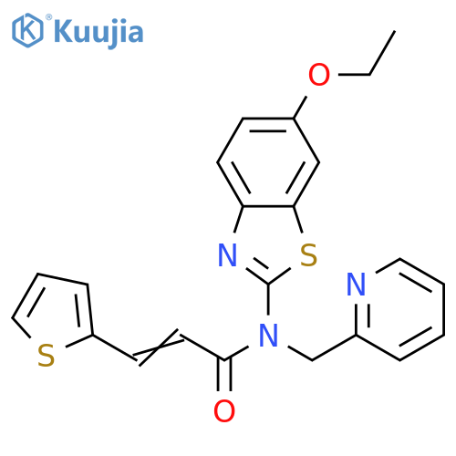 (2E)-N-(6-ethoxy-1,3-benzothiazol-2-yl)-N-(pyridin-2-yl)methyl-3-(thiophen-2-yl)prop-2-enamide structure