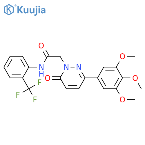 2-6-oxo-3-(3,4,5-trimethoxyphenyl)-1,6-dihydropyridazin-1-yl-N-2-(trifluoromethyl)phenylacetamide structure