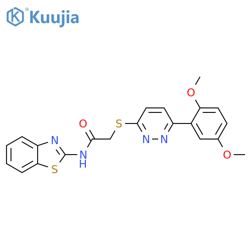 N-(1,3-benzothiazol-2-yl)-2-{6-(2,5-dimethoxyphenyl)pyridazin-3-ylsulfanyl}acetamide structure