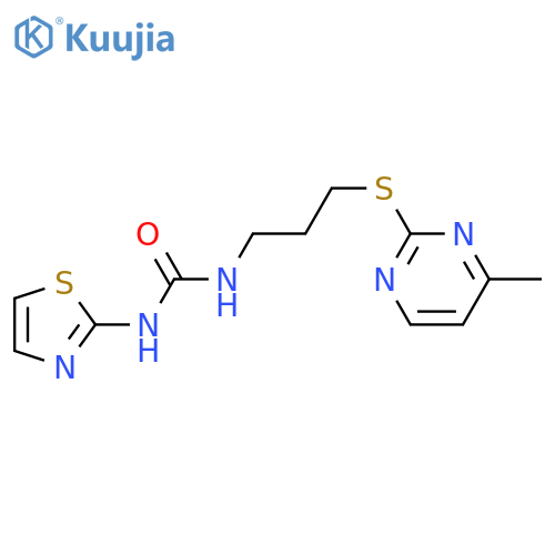 1-{3-(4-methylpyrimidin-2-yl)sulfanylpropyl}-3-(1,3-thiazol-2-yl)urea structure