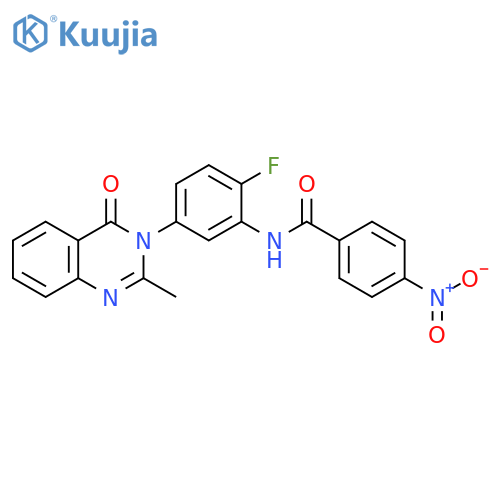 N-2-fluoro-5-(2-methyl-4-oxo-3,4-dihydroquinazolin-3-yl)phenyl-4-nitrobenzamide structure