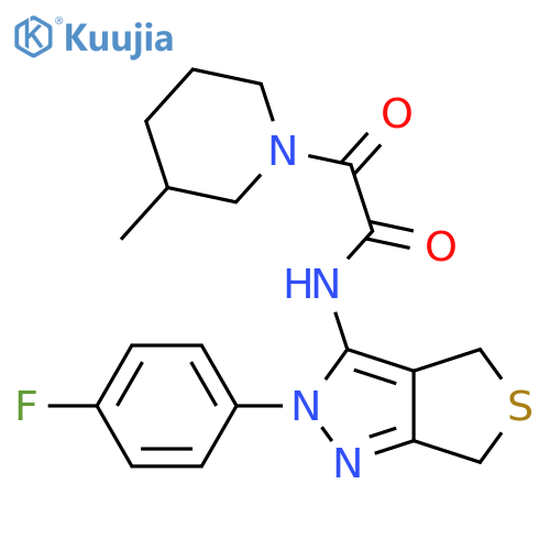 N-2-(4-fluorophenyl)-2H,4H,6H-thieno3,4-cpyrazol-3-yl-2-(3-methylpiperidin-1-yl)-2-oxoacetamide structure