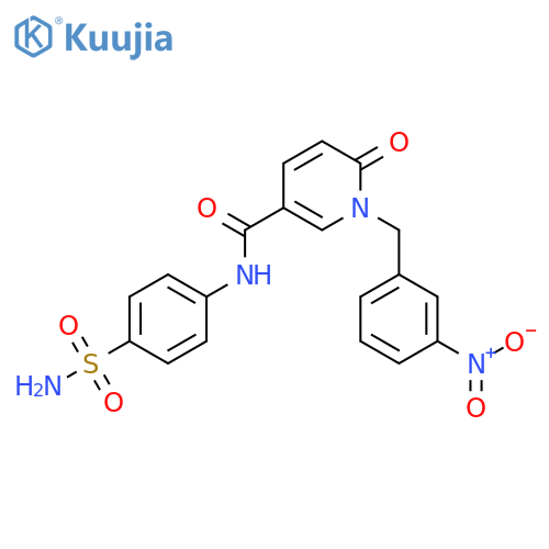 1-(3-nitrophenyl)methyl-6-oxo-N-(4-sulfamoylphenyl)-1,6-dihydropyridine-3-carboxamide structure