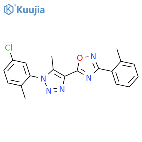 5-1-(5-chloro-2-methylphenyl)-5-methyl-1H-1,2,3-triazol-4-yl-3-(2-methylphenyl)-1,2,4-oxadiazole structure