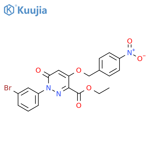 ethyl 1-(3-bromophenyl)-4-(4-nitrophenyl)methoxy-6-oxo-1,6-dihydropyridazine-3-carboxylate structure