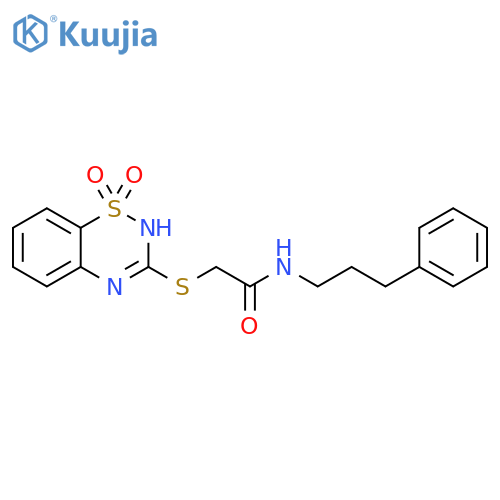 2-(1,1-dioxo-4H-1lambda6,2,4-benzothiadiazin-3-yl)sulfanyl-N-(3-phenylpropyl)acetamide structure