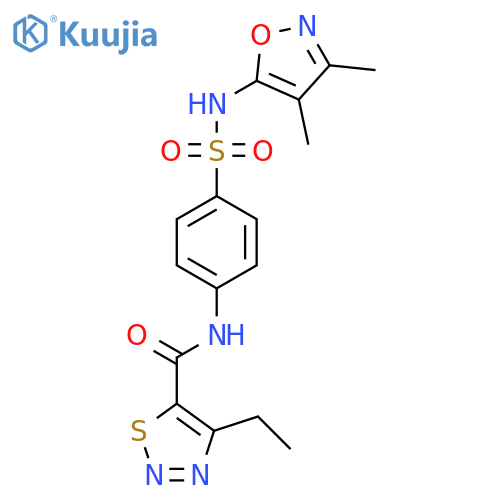 N-{4-(3,4-dimethyl-1,2-oxazol-5-yl)sulfamoylphenyl}-4-ethyl-1,2,3-thiadiazole-5-carboxamide structure
