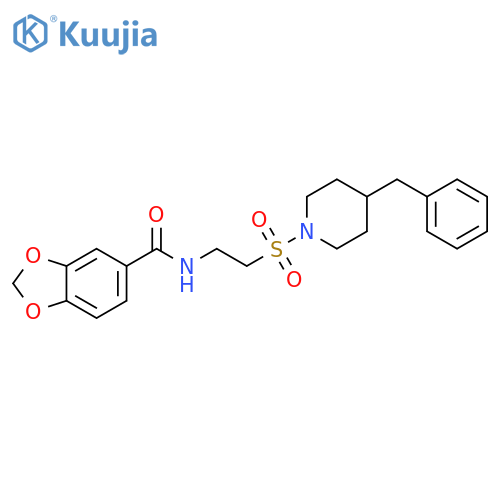N-{2-(4-benzylpiperidin-1-yl)sulfonylethyl}-2H-1,3-benzodioxole-5-carboxamide structure