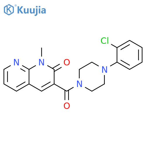 3-4-(2-chlorophenyl)piperazine-1-carbonyl-1-methyl-1,2-dihydro-1,8-naphthyridin-2-one structure