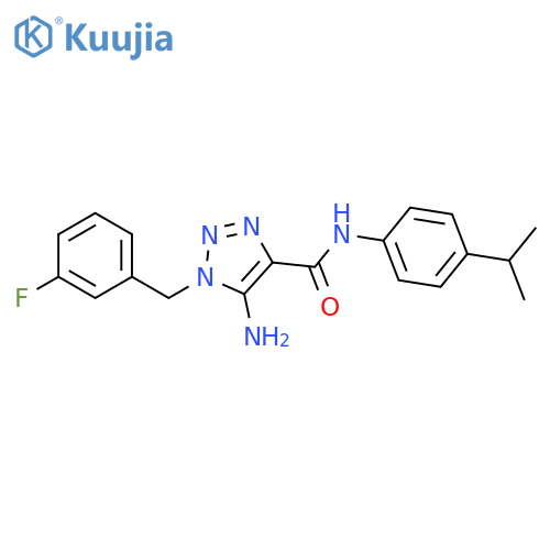 5-amino-1-(3-fluorophenyl)methyl-N-4-(propan-2-yl)phenyl-1H-1,2,3-triazole-4-carboxamide structure