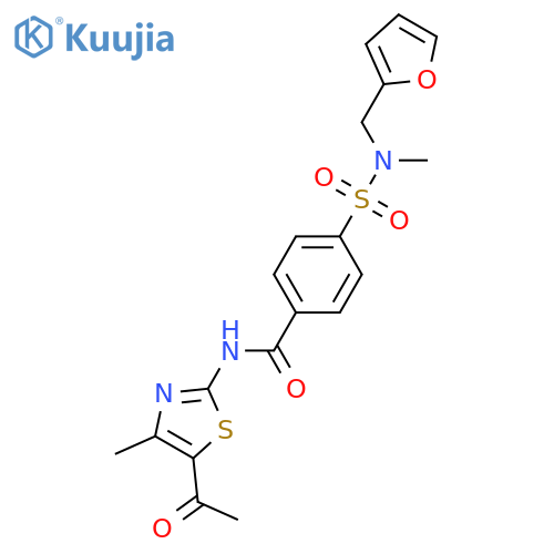 N-(5-acetyl-4-methyl-1,3-thiazol-2-yl)-4-{(furan-2-yl)methyl(methyl)sulfamoyl}benzamide structure
