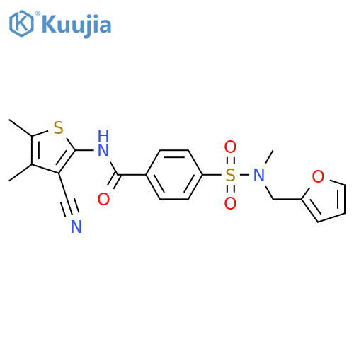N-(3-cyano-4,5-dimethylthiophen-2-yl)-4-{(furan-2-yl)methyl(methyl)sulfamoyl}benzamide structure