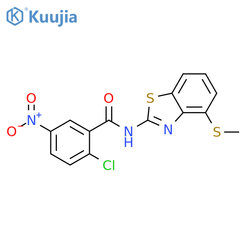 2-chloro-N-4-(methylsulfanyl)-1,3-benzothiazol-2-yl-5-nitrobenzamide structure