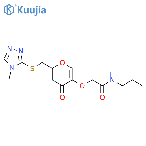 2-(6-{(4-methyl-4H-1,2,4-triazol-3-yl)sulfanylmethyl}-4-oxo-4H-pyran-3-yl)oxy-N-propylacetamide structure