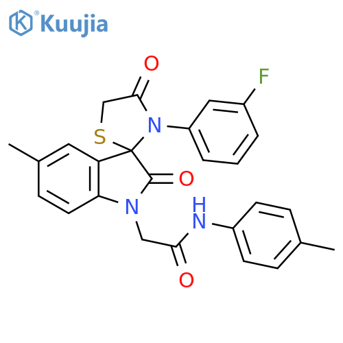2-3'-(3-fluorophenyl)-5-methyl-2,4'-dioxo-1,2-dihydrospiroindole-3,2'-1,3thiazolidine-1-yl-N-(4-methylphenyl)acetamide structure