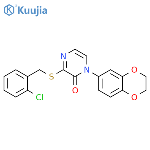 3-{(2-chlorophenyl)methylsulfanyl}-1-(2,3-dihydro-1,4-benzodioxin-6-yl)-1,2-dihydropyrazin-2-one structure