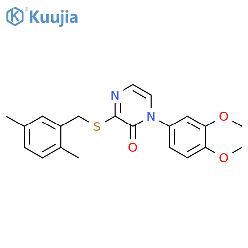 1-(3,4-dimethoxyphenyl)-3-{(2,5-dimethylphenyl)methylsulfanyl}-1,2-dihydropyrazin-2-one structure
