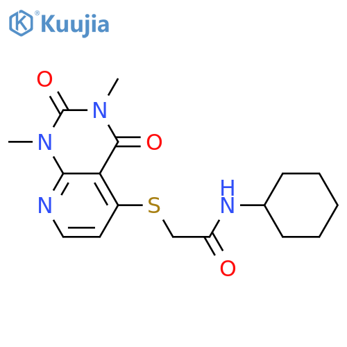 N-cyclohexyl-2-({1,3-dimethyl-2,4-dioxo-1H,2H,3H,4H-pyrido2,3-dpyrimidin-5-yl}sulfanyl)acetamide structure
