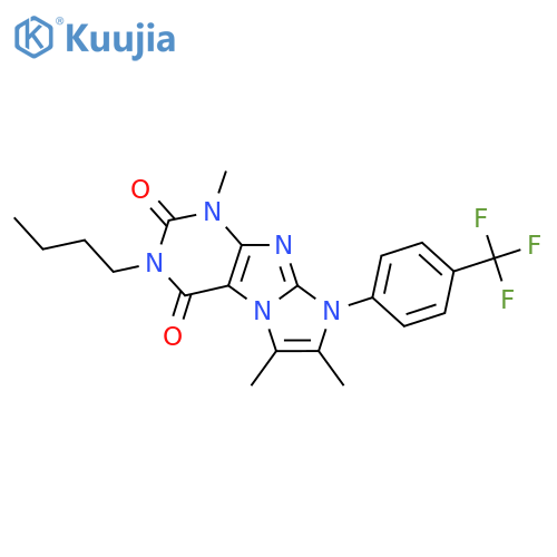 3-butyl-1,6,7-trimethyl-8-4-(trifluoromethyl)phenyl-1H,2H,3H,4H,8H-imidazo1,2-gpurine-2,4-dione structure