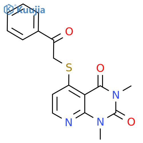 1,3-dimethyl-5-(2-oxo-2-phenylethyl)sulfanyl-1H,2H,3H,4H-pyrido2,3-dpyrimidine-2,4-dione structure