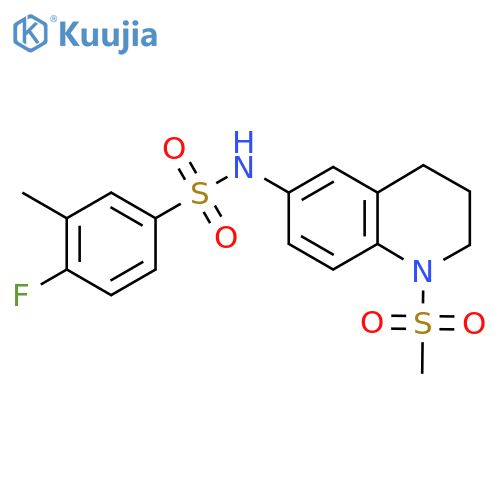 4-fluoro-N-(1-methanesulfonyl-1,2,3,4-tetrahydroquinolin-6-yl)-3-methylbenzene-1-sulfonamide structure