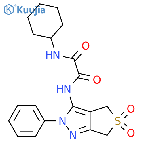 N'-cyclohexyl-N-{5,5-dioxo-2-phenyl-2H,4H,6H-5lambda6-thieno3,4-cpyrazol-3-yl}ethanediamide structure